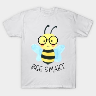 Cute Watercolor Bee Smart With Glasses T-Shirt
